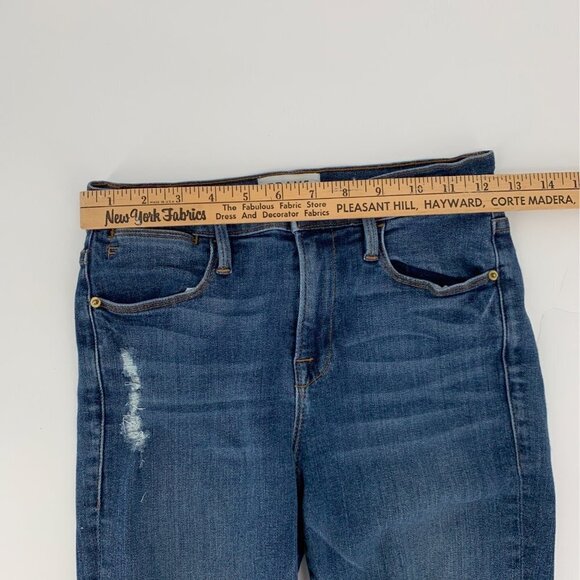 FRAME‎ Le High Skinny Jeans Raw Hem, Distressed, Shredded Knees Size 26 - Picture 7 of 11
